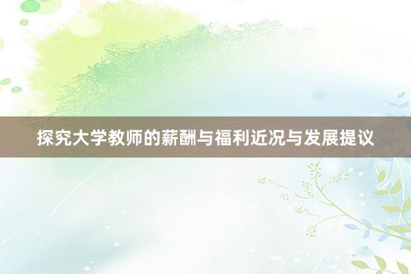 探究大学教师的薪酬与福利近况与发展提议